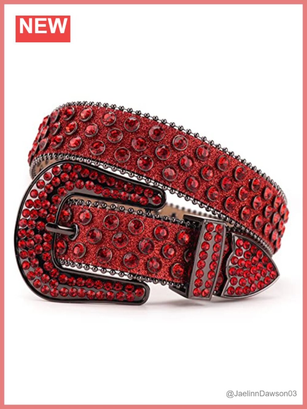 Rhinestone Studded Belt Sparkle Western PU Leather Buckle